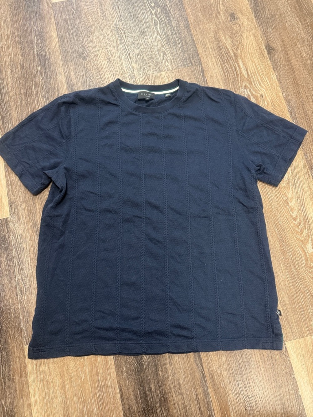 Ted Baker Navy Textured Short Sleeve Crew Tee